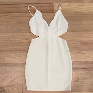 Elegant White Cutout Dress With Scallop Neckline